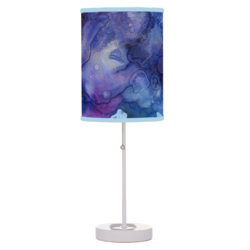 Marbled Blue and Purple Watercolor Table Lamp