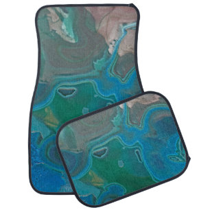 Marbled Blue Green Swirl Pattern Photo Gem Stone Car Floor Mat