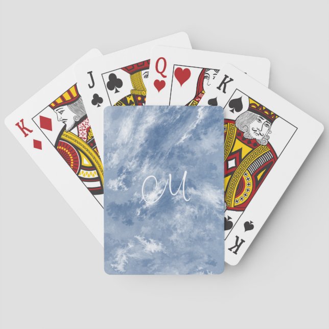 Marbled Blue White Abstract Sky personalized Poker Cards (Back)