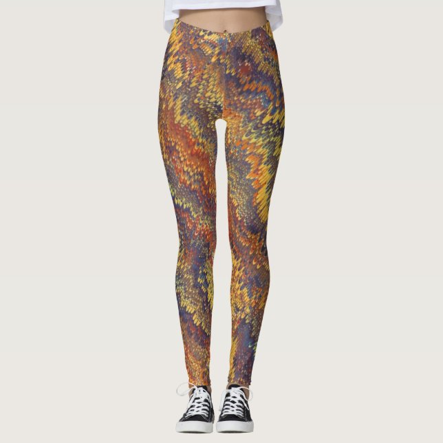 Marbled Book Endpaper Colorful Leggings (Front)