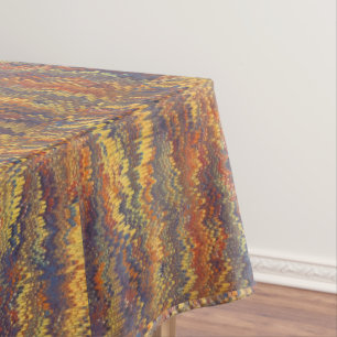 Marbled Book Endpaper Yellow Orange Blue Violet Tablecloth