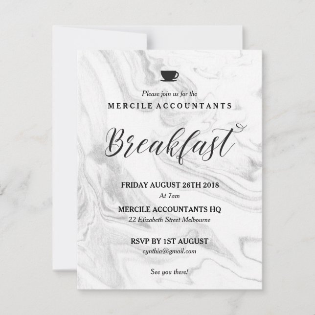 Marbled Breakfast Invitation (Front)