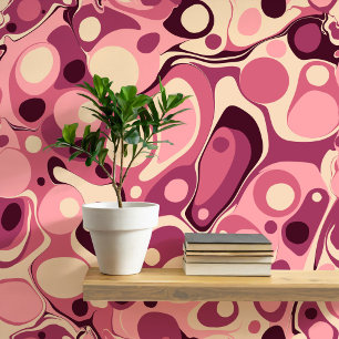 Marbled Burgundy Liquid Ink Art Wallpaper