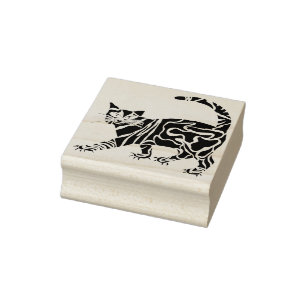 marbled cat art stamp