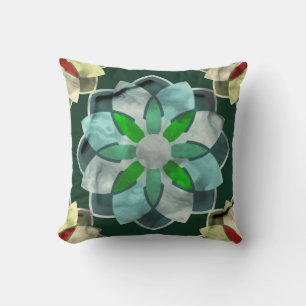 Marbled Colorful Modern Dark Cristal Flower Big 5 Throw Pillow