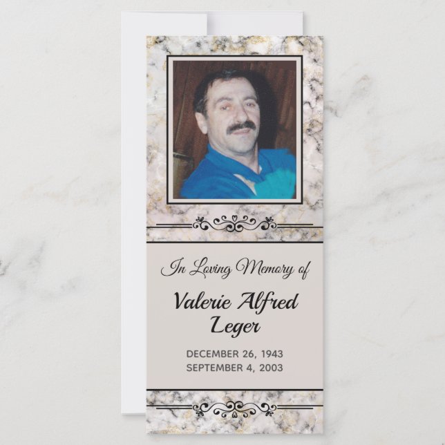 Marbled Custom Memorial Keepsake Card (Front)