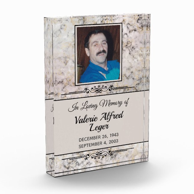Marbled Custom Memorial Keepsakes Acrylic Award (Left)