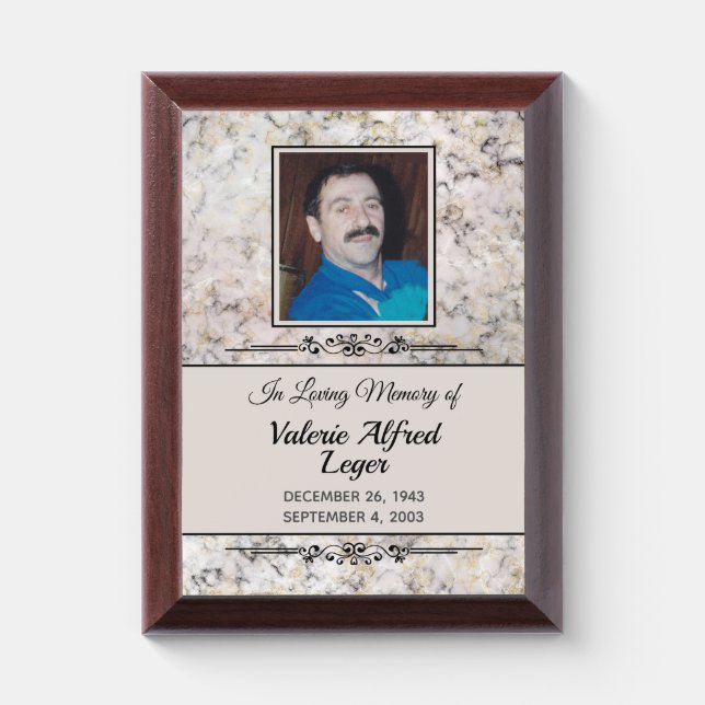 Marbled Custom Memorial Keepsakes Award Plaque (Vertical)