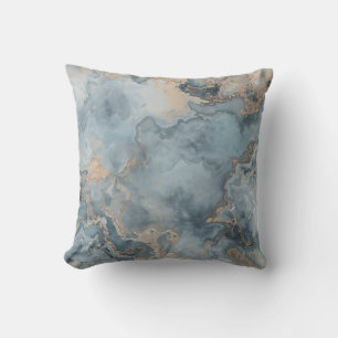 Marbled Dusty Blue Gray Tan Contemporary 16" Throw Pillow