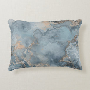 Marbled Dusty Blue Gray Tan Contemporary Accent Pillow