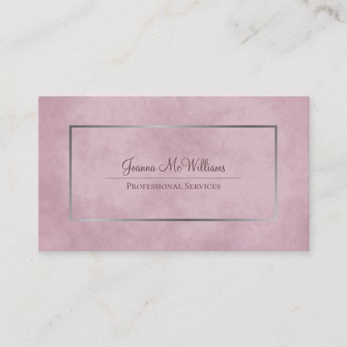 Marbled Dusty Rose  Silver Elegant Professional Business Card