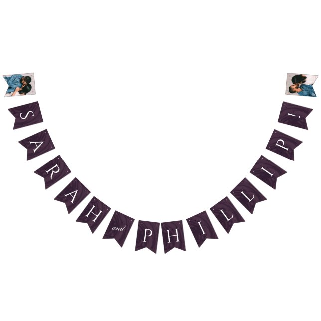 Marbled Engagement Party Bunting Banner - Purple (All)