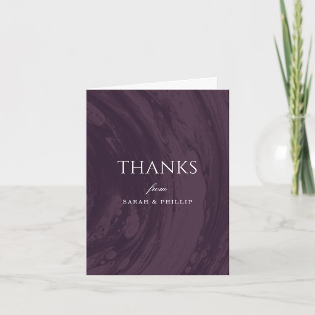 Marbled Engagement Party Thank You Card - Purple (Front)