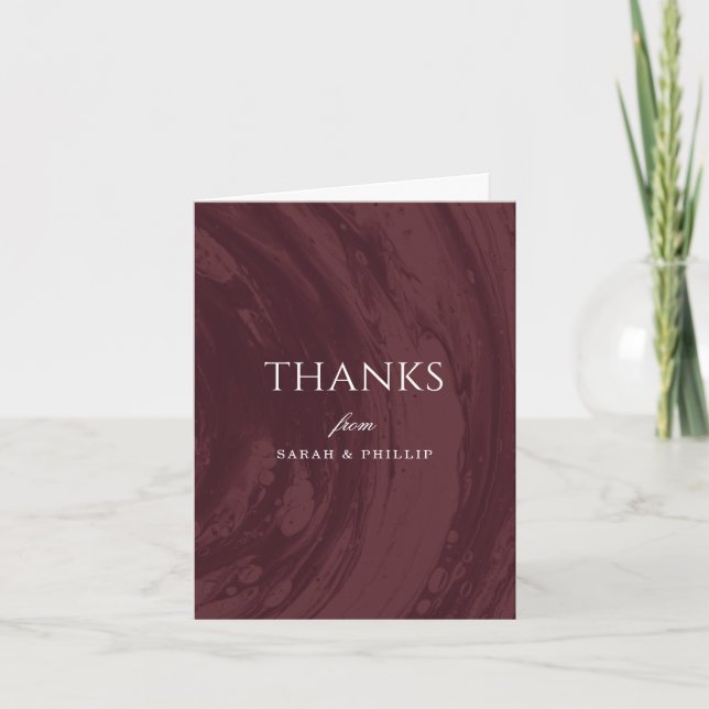 Marbled Engagement Party Thank You Card - Red (Front)