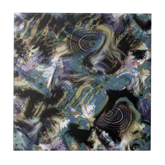 Marbled fish ceramic tile (Front)