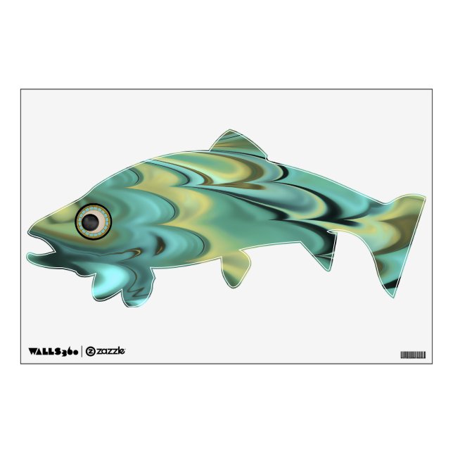 Marbled Flat Fish - Trout Wall Sticker (Front)