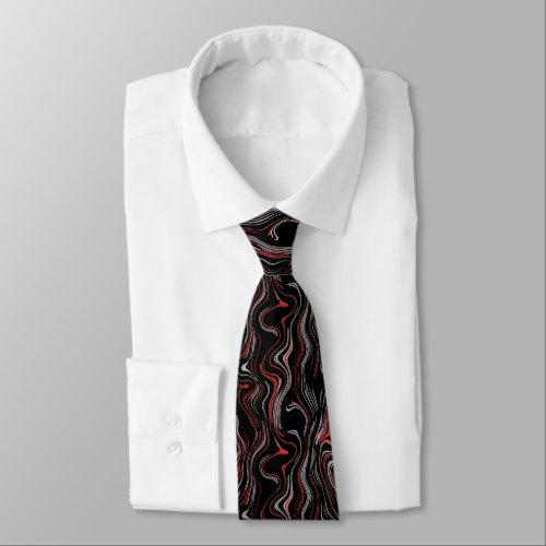 Marbled Foil Red Silver Black Business Classy Neck Tie
