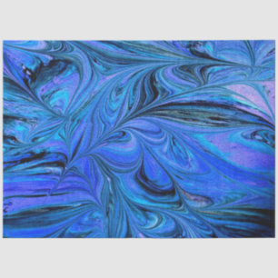 Marbled Fractal Abstract Blue Decoupage Tissue Paper