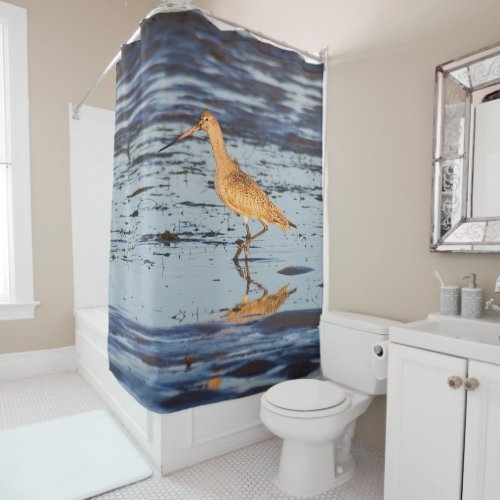 Marbled Godwit in the ocean Shower Curtain