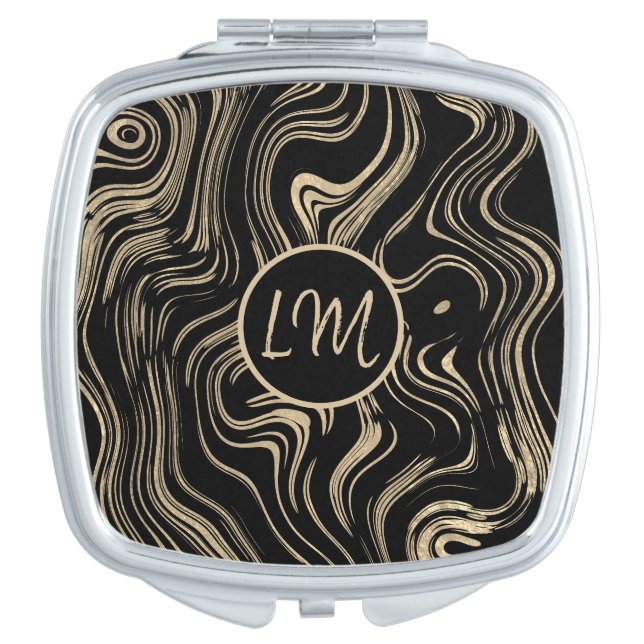 Marbled Gold Personalized Compact Mirror (Front)