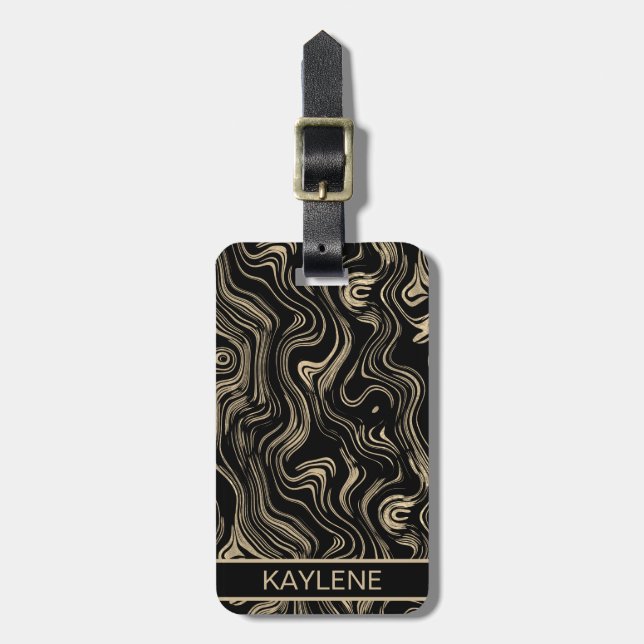Marbled Gold Personalized Luggage Tag (Front Vertical)