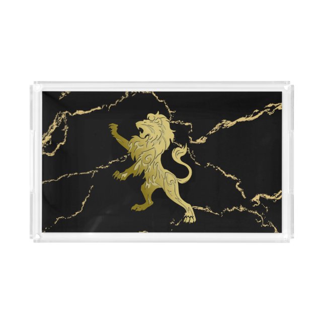 Marbled Golden Royal Lion Acrylic Tray (Front)