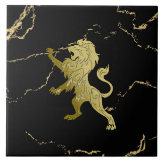 Marbled Golden Royal Lion Ceramic Tile