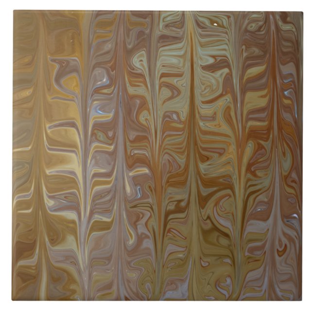 Marbled Golden Wet Cedar Art Pattern Ceramic Tile (Front)