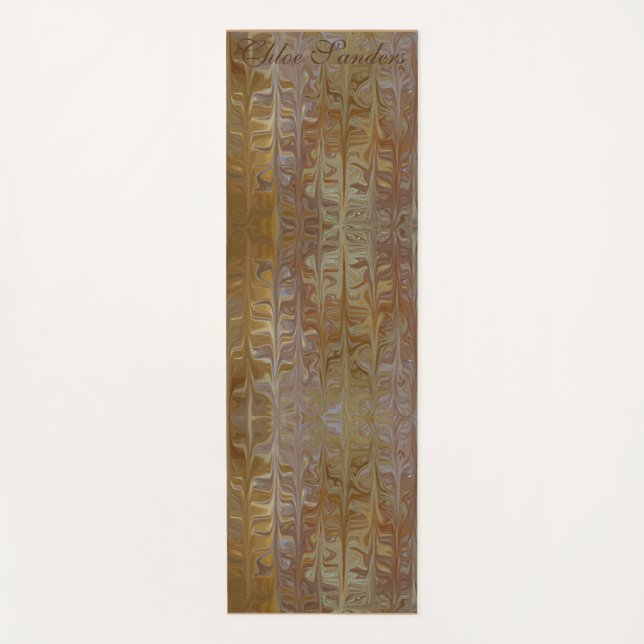 Marbled Golden Wet Cedar Art Pattern Yoga Mat (Front)
