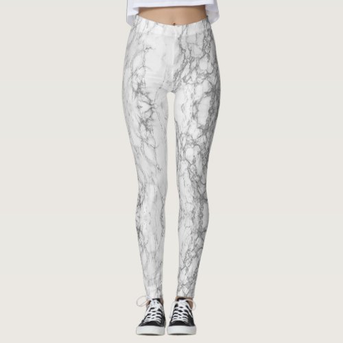 Marbled Gray and White Leggings