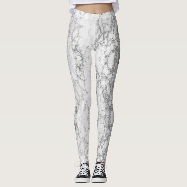 Marbled Gray and White Leggings (Front)