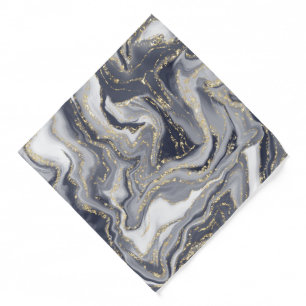 Marbled Gray, White and Gold Bandana