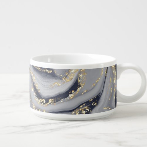 Marbled Gray White and Gold Bowl