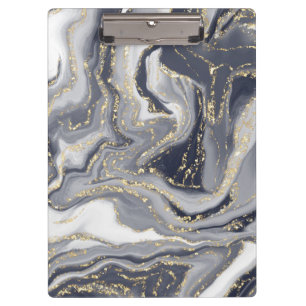 Marbled Gray, White and Gold Clipboard