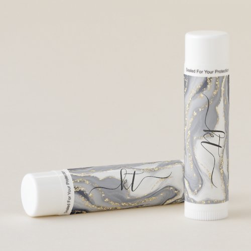 Marbled Gray White and Gold Lip Balm