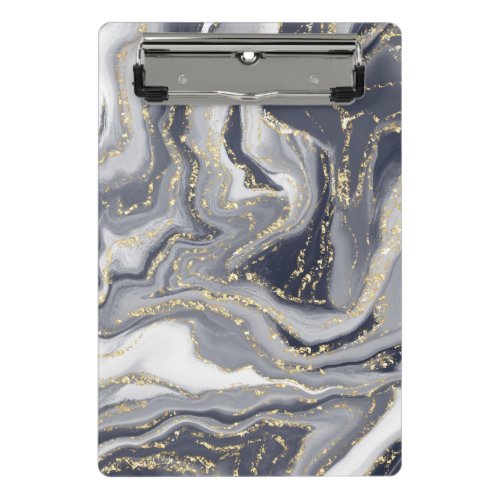 Marbled Gray White and Gold Mini Clipboard
