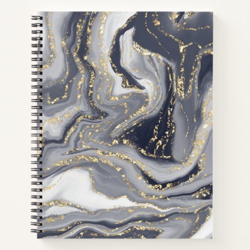 Marbled Gray White and Gold Notebook