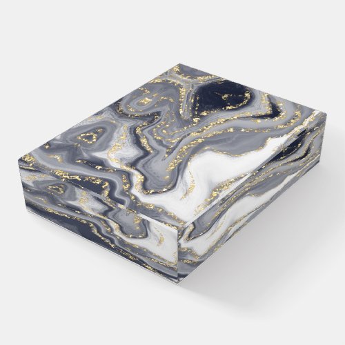 Marbled Gray White and Gold Paperweight