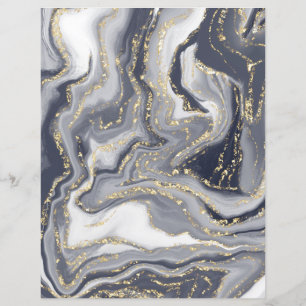 Marbled Gray, White and Gold Scrapbook Paper