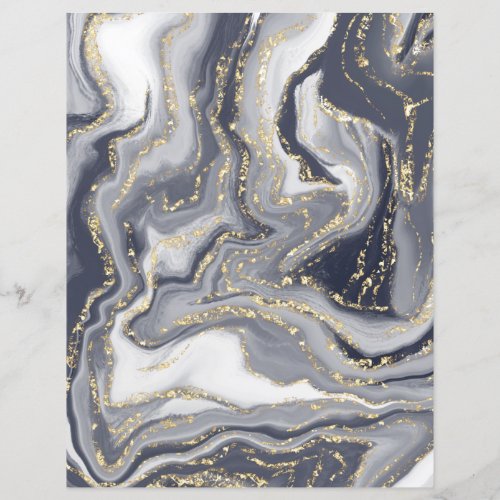 Marbled Gray White and Gold Scrapbook Paper