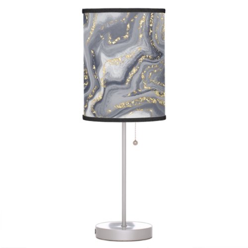 Marbled Gray White and Gold Table Lamp