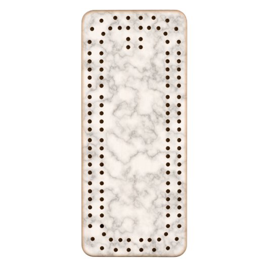 Marbled Gray White Marble Stone Pattern Background Cribbage Board (Front Vertical)