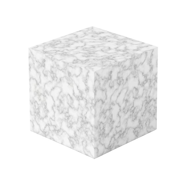 Marbled Gray White Marble Stone Pattern Background Cube (Front Angled)
