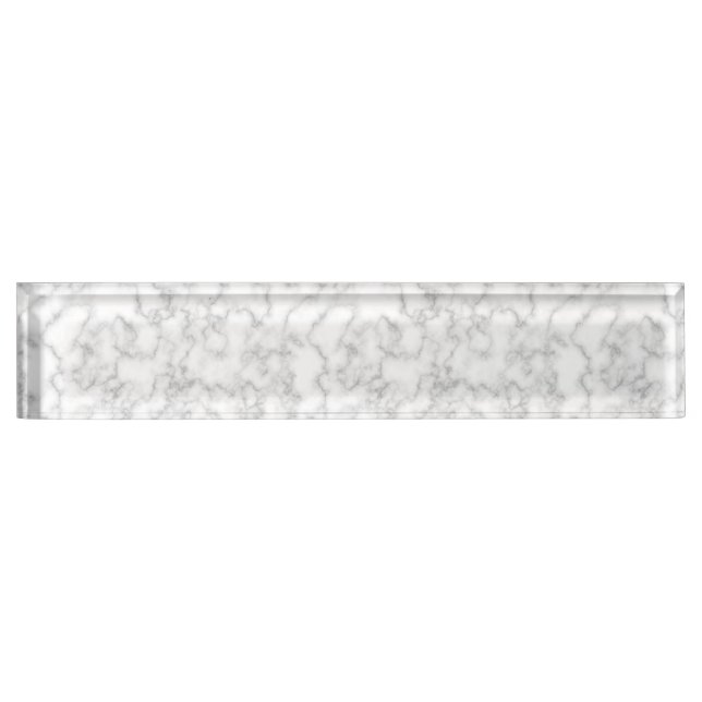 Marbled Gray White Marble Stone Pattern Background Desk Name Plate (Front)