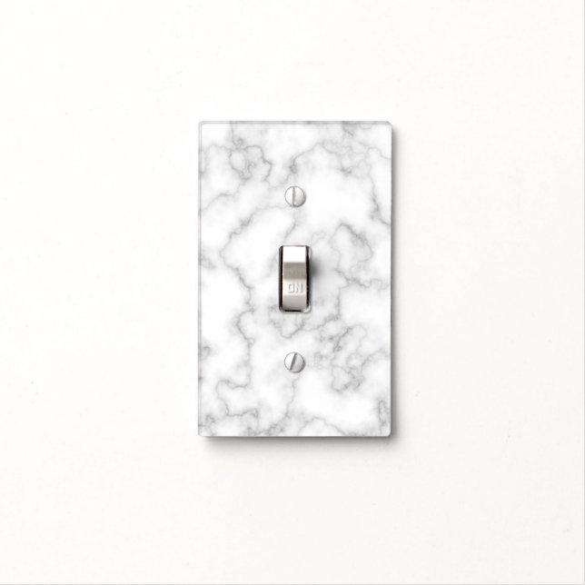 Marbled Gray White Marble Stone Pattern Background Light Switch Cover (In Situ)