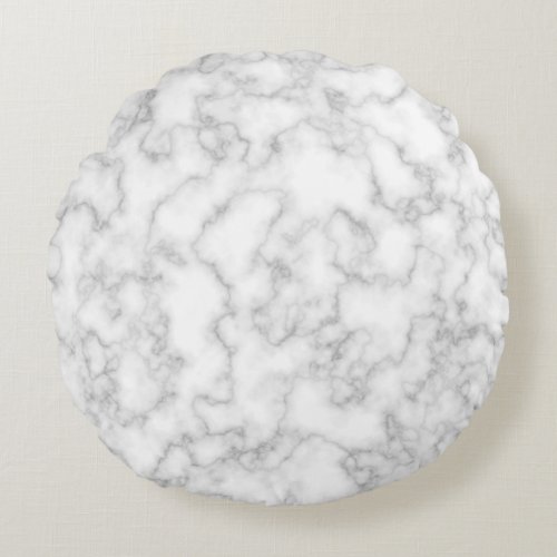 Marbled Gray White Marble Stone Pattern Background Round Pillow