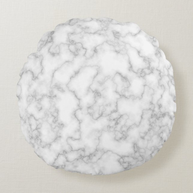 Marbled Gray White Marble Stone Pattern Background Round Pillow (Front)