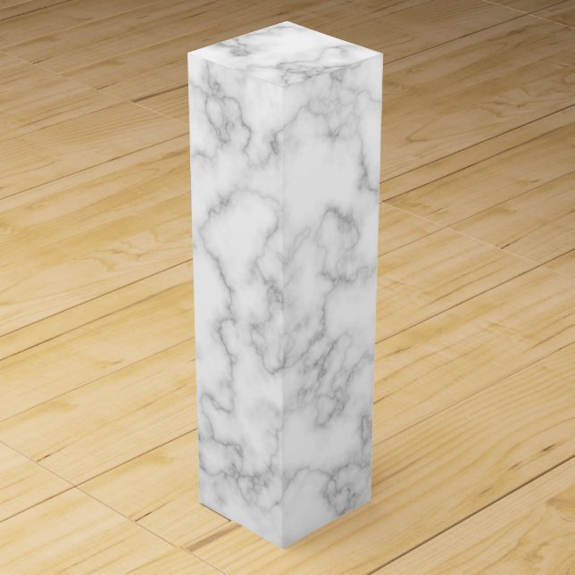 Marbled Gray White Marble Stone Pattern Background Wine Gift Box (Front)