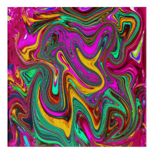 Marbled Hot Pink and Sea Foam Green Abstract Art