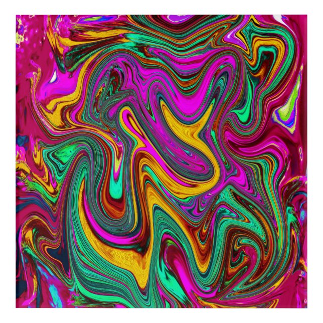 Marbled Hot Pink and Sea Foam Green Abstract Art (Front)